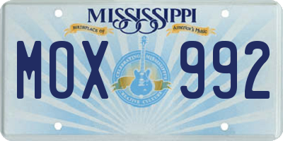 MS license plate MOX992