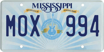 MS license plate MOX994