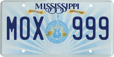 MS license plate MOX999