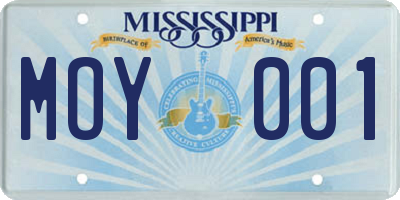 MS license plate MOY001