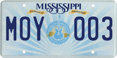 MS license plate MOY003