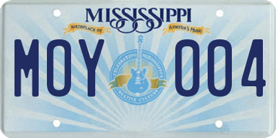 MS license plate MOY004