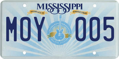 MS license plate MOY005