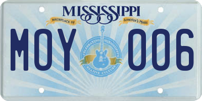 MS license plate MOY006