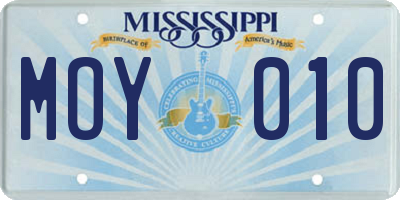 MS license plate MOY010