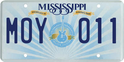 MS license plate MOY011