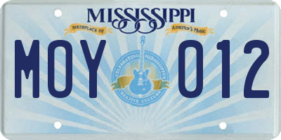 MS license plate MOY012