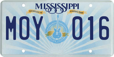 MS license plate MOY016