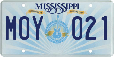 MS license plate MOY021