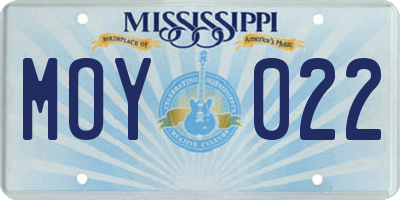 MS license plate MOY022