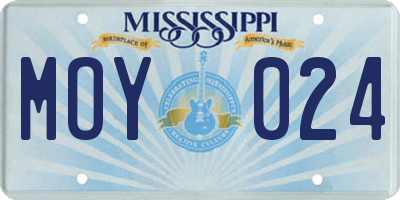 MS license plate MOY024