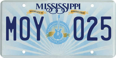 MS license plate MOY025