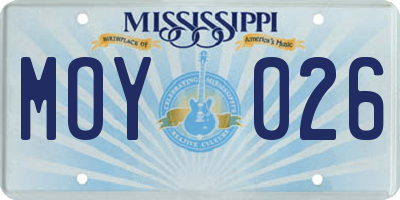 MS license plate MOY026