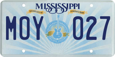 MS license plate MOY027