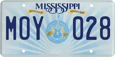 MS license plate MOY028