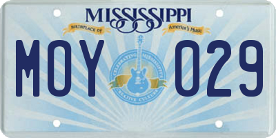 MS license plate MOY029