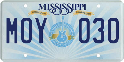 MS license plate MOY030