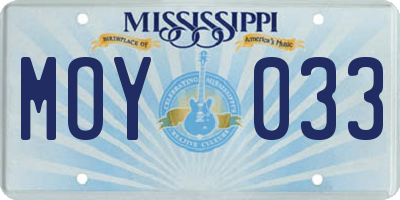 MS license plate MOY033