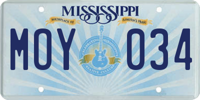 MS license plate MOY034