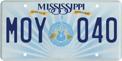 MS license plate MOY040