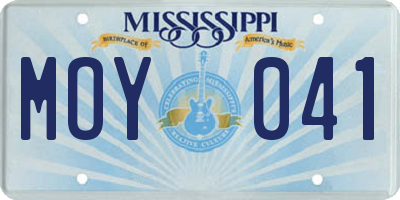MS license plate MOY041