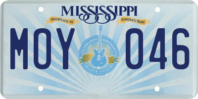 MS license plate MOY046