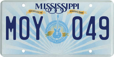 MS license plate MOY049