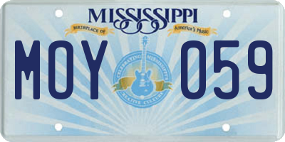 MS license plate MOY059
