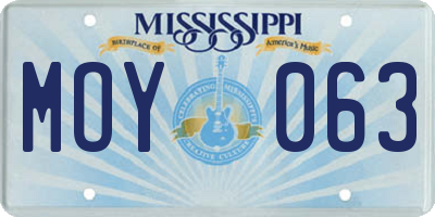 MS license plate MOY063