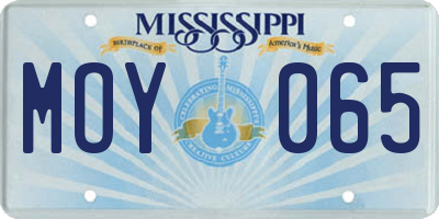 MS license plate MOY065