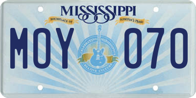 MS license plate MOY070