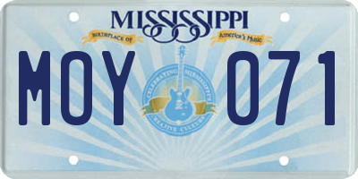 MS license plate MOY071