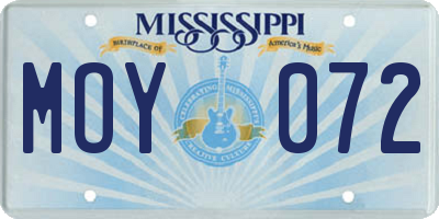 MS license plate MOY072