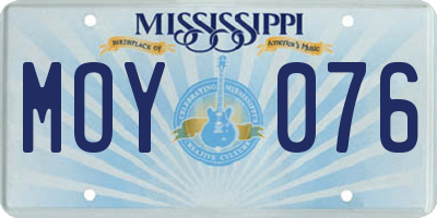 MS license plate MOY076