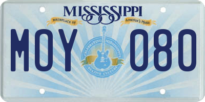 MS license plate MOY080