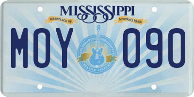 MS license plate MOY090