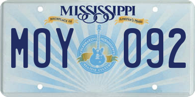 MS license plate MOY092