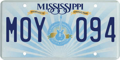 MS license plate MOY094