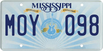 MS license plate MOY098