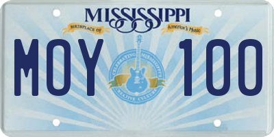 MS license plate MOY100