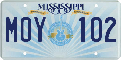 MS license plate MOY102