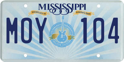 MS license plate MOY104