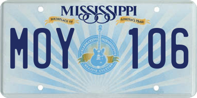 MS license plate MOY106