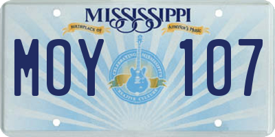 MS license plate MOY107