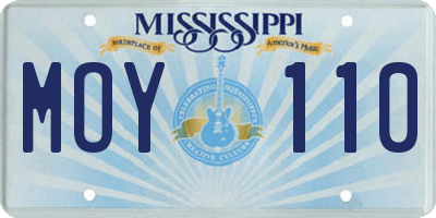 MS license plate MOY110