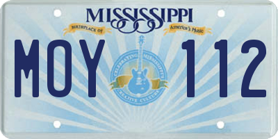 MS license plate MOY112