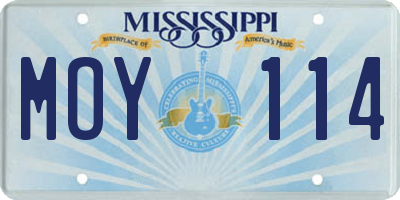 MS license plate MOY114