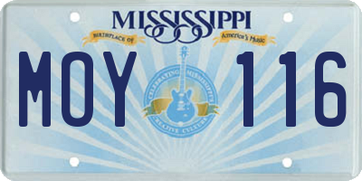 MS license plate MOY116