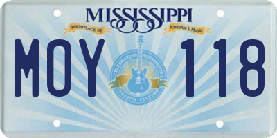MS license plate MOY118