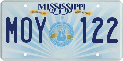 MS license plate MOY122